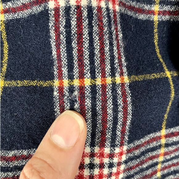 Vintage Pendleton 70s Wool Plaid Board Shirt Loop Collar Red Blue Size Large - Picture 7 of 13